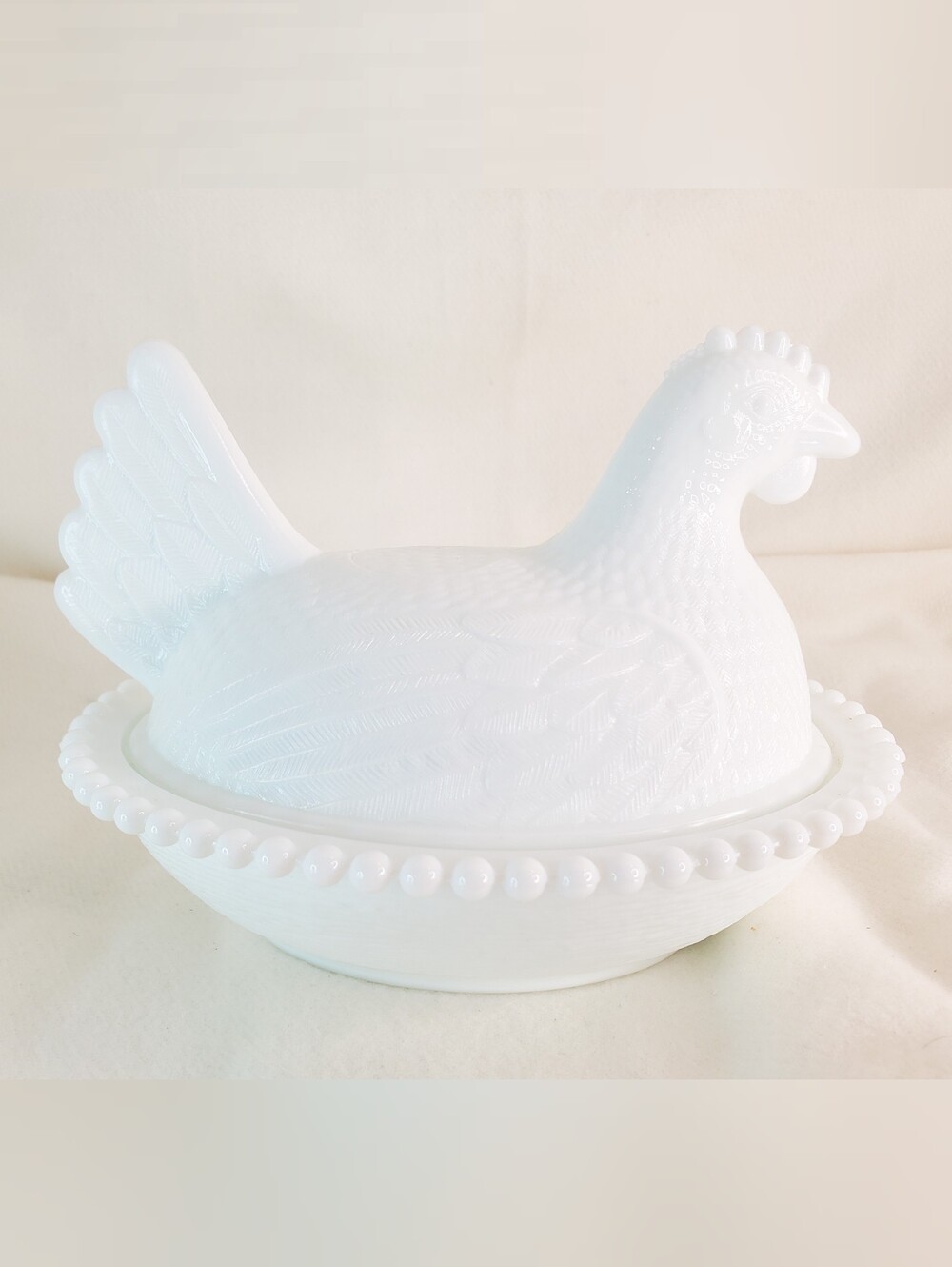 Vintage Indiana Milk Glass White Hen On A Nest 7
